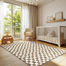 jinchan 6x9 Brown Checkered Area Rugs for Kids Room - Machine Washable Rug Modern Neutral Geometric Lattice Soft Non-Slip Carpet for Nursery Playroom Classroom Living Room Bedroom Home Office by CozyNest Decor