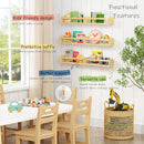 Floating Nursery Book Shelves for Wall, 32 Inch Long Bookshelf for Kids Room, Wooden Large Wall Shelf with Hanging Rod for Baby Toddler Child Bedroom (3-Pack, Natural Wood) by TinyTreasures Baby Boutique