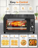 Nuwave Bravo Pro Smart Air Fryer Toaster Oven Combo, Airfryer Convection Oven Countertop, 12-in-1 Functions with Quicker & Even Crisp Technology, 1800W, 50-450°F, PFAS-Free, 21QT, Black by CozyNest Decor