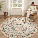 6ft Washable Round Rug - Bug Rugs for Living Room Non-Slip Low Pile Soft Ultra-Thin Machine Washable Circle Carpet for Bedroom, Entryway, Nursery, Kitchen, Home Office (6' Round Beige) by TinyTreasures Baby Boutique