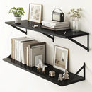 Fun Memories 40 Inch Floating Shelves, 10 Inch Deep Wall Shelf, 40 x 10 Floating Shelf Set of 2, Black Wood Floating Shelf Wall Mounted, Large Kitchen Living Room Bedroom Storage Shelves by CozyNest Decor