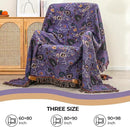 Boho Fall Throw Blanket for Bed Purple Flowers，100% Ultra Cotton Soft Breathable Bed Throw Floral Printed Farmhouse Decor Rustic Bed Throws for Couch Sofa Quilt 90" x 98" by CozyNest Decor