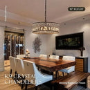 16” 4-Light Modern Crystal Chandeliers Black Dinning Room Light Fixture, Round Pendant Light Kitchen Island Chandelier, Flush Mount Ceiling Light for Living Room Entryway Bedroom Foyer by CozyNest Decor