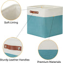 DULLEMELO Storage Bins for Organizing,Closet Storage Baskets for Gift Empty,Large Linen Canvas Storage Bins with Handles for Home Office Toys Shelves(White&Teal, 13 inch Cube) by TinyTreasures Baby Boutique