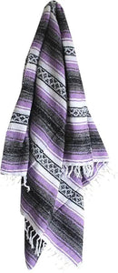 Del Mex Classic Mexican Blanket, Large Authentic Woven Falsa Throw (70"x50"), Artisan Southwest Décor for Beach, Yoga, Outdoors (Lavender) by CozyNest Decor