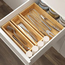 BAMEOS 3-Piece Bamboo Drawer Organizer, Utensil Organizer for Drawer, Junk Drawer Organizer for Kitchen Bathroom, Dressing Room, Office, Pantry (Natural) by CozyNest Decor