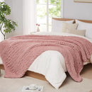 L'AGRATY Chunky Knit Blanket Throw - Soft Chunky Throw Blanket 60x80: 100% Hand Kintted Chenile Crochet Throw Blanket for Couch - Large Cable Knit Chunky Blanket for Home Decor(Rose Pink) by CozyNest Decor