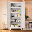 71'' Farmhouse Metal Storage Cabinet with Barn Doors,Steel File Cabinet for Home Office,Kitchen Pantry 4 Adjustable Shelves,Freestanding Cupboard for Kitchen,for Home Office,School (White) by CozyNest Decor