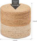 Wimarsbon 18'' Pouf Ottoman, Natural Braided Poof, Round Poufs, Rustic Handweave Lounge Pouffe, Boho Footrest Stool for Bedroom, Accent Table or Seat for Patio, Living Room by CozyNest Decor