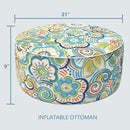 LVTXIII Outdoor/Indoor Inflatable Stool Ottoman, All Weather Patio Footrest Pouf, Portable Round Ottoman for Patio Garden, Camping or Home, D21xH9 Inches, Flower Blue by CozyNest Decor