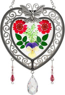 KY&BOSAM Heart Suncatcher Crystal Tree of Life Stained Glass Panles Real Flower Hangings for Windows Home Garden Outside Wind Chime Decor Birthday Gifts for Women Mother`s Day Christmas Ornament by GreenHaven Gardens