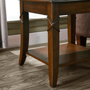 Solid Wood End Table with Storage Shelf, Vintage Rectangle Sofa Side Table with Splicing Tabletop and Carved Leg, BesideTelephone Table Cherry Brown,19.7 * 17.7 * 19.7in CJZ-DR200 by CozyNest Decor