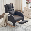 Rocking Chair Nursery, Modern Glider Chair with Adjustable Footrest and Solid Wood Legs, High Backrest Nursery Chair with Side Pocket, Rocker Armchair for Living Room Bedroom, Cotton Linen Dark Gray by TinyTreasures Baby Boutique