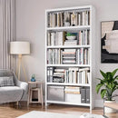 69" Tall Bookcase, 5-Tier Wide Bookshelf, Library Book Case with Display Shelf, Lightweight Metal Bookshelves, Industrial Book Shelf for Home, Office, Library, and School (White) by CozyNest Decor