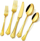KINGSTONE Gold Silverware Set, 60-piece 18/10 Stainless Steel Flatware Set Cutlery Set for 12, for Kitchen, Home, Wedding, Party, Mirror Polished and Dishwasher Safe, Featured Gifts by CozyNest Decor