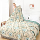 Snycler Boho Throw Blanket for Bed - 100% Cotton Ultra Soft Rustic Quilt - Blue Boho Floral Printed Farmhouse Decor Bed Blankets, 80"×90" All Season Rustic Throw for Sofa Couch Chair by CozyNest Decor