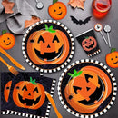 Halloween Plates and Napkins Party Supplies, Pumpkin Halloween Party Decorations Tableware, Pumpkin Paper Plate, Cup, Napkin, Tablecloth, Disposable Cutlery, Serves 24 by CozyNest Decor