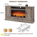 Fireplace TV Stand for 80 Inch TV, 35.7" Tall Farmhouse Entertainment Center W/36'' Electric Fireplace, Media Console with Large Storage Cabinets and Drawers for Living Room, Purple Oak by CozyNest Decor