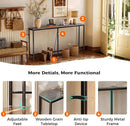 SUPERJARE Console Table with Outlet, 63 Inch Sofa Table with Charging Station, Narrow Hallway Entryway Table, Behind Couch Table Skinny for Entryway, Living Room, Plants, Charcoal Gray by CozyNest Decor