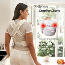 Momcozy Newborn Carrier WeeSnug - Lightweight and Cozy Comfort for 7-25 lbs, Ergonomic Cross-Back Support, Jacquard Weave, Hands-Free Baby Carrier with Lumbar Support, Geometry by TinyTreasures Baby Boutique