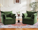Oversized Accent Chair, Upholstered Modern Sofa Chair with Removable Backrest & Detachable Cover, 24.5" Deep Seat Large Reading Armchair for Living Room Bedroom Office - Chenille Green Set of 2 by CozyNest Decor