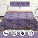 Boho Fall Throw Blanket for Bed Purple Flowers，100% Ultra Cotton Soft Breathable Bed Throw Floral Printed Farmhouse Decor Rustic Bed Throws for Couch Sofa Quilt 90" x 98" by CozyNest Decor