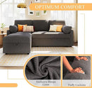 VanAcc Sofa Bed, Sleeper Sofa with Storage Chaise- 2 in 1 Pull Out Couch Living Room, Comfy Sleeper Couch, Grey Boucle by CozyNest Decor