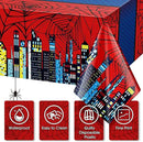 Oudain 5 Pcs Spider Tablecloth 108 x 54 in Red and Blue Plastic Disposable Table Covers City Web Theme Birthday Party Decorations Large Table Cloths for Party Indoor Outdoor (Classic) by CozyNest Decor