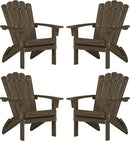 Set of 4 Folding Adirondack Chairs, Heavy Duty Weather-Resistant Patio Chairs with Wide Armrests & Ergonomic High Back, HDPE Fire Pit Seating for Backyard, Garden, Porch - Light Brown by GreenHaven Gardens