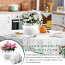 2 Set 7.5 Inches African Violet Pots Self Watering White Ceramic Pot for Indoor Plants, Flowerpot with Highly Absorbent Inner Pot for Busy Plant Lovers, Plant Care by GreenHaven Gardens