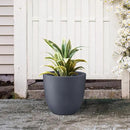 Kante 14 Inch Dia Round Concrete Planter, Indoor Outdoor Large Plant Pot with Drainage Hole and Rubber Plug for Home Patio Garden, Charcoal