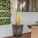 KOL 18''H. Bright Glazed Planter with Drainage Hole, Set of 2, Galvanized Steel Planter Pots for Indoor & Outdoor Use, Decorative Flower Plant Pots for Front Porch, Patio, Deck - Black by CozyNest Decor