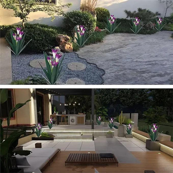 Homight Metal Agave Plant Outdoor Decoration Outdoor Garden Decoration Lily Mexican Yard Art Plant Garden Agave Lily Decorative Garden Gift… (3 Big Purple Lilies), photo 2 of 6