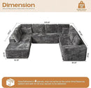 Cloud Sectional Couches for Living Room,U Shaped Modular Sofas No Assembly,135x100 Inches Plush Corduroy Oversized Floor Couch Set with Deep Seat Chaise,Grey by CozyNest Decor