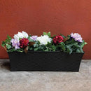 Elly Décor Set of 2 18x8 Rectangular Modern, Resistant and Self Watering Planter with Rattan-Like Finish, 18", Gray by CozyNest Decor