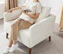 Oversized Accent Chair Modern Boucle Armchair for Living Room- 37" Wide Accent Chair with Solid Wood Legs, White Upholstered Lounge Chair for Bedroom & Office, Cozy Reading Chair (Easy Assembly)