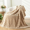 NEWCOSPLAY Super Soft Twin Blanket Brown Premium Silky Flannel Fleece 3D Clouds Stylish Jacquard Lightweight Bed Blanket All Season Use 350GSM (Brown, Twin(60"x80")) by CozyNest Decor