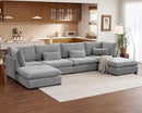 Oversized Modular Sofa, Extra Deep Cloud Chenille Sectional Couch with Ottoman Chaise, Fluffy Chenille 6 Seat U-Shaped Sofa for Living Room, Villa (U Shape 6 Seater, Chenille Grey) by CozyNest Decor