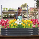 Raised Garden Bed Galvanized Planter Box Outdoor, Rot-Resistant Metal Garden Bed Planter for Vegetables Flower Herb (3- Grey) by GreenHaven Gardens