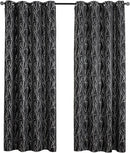 Grommets Blackout Long Window Curtains Black Silver-52W*95L 2PCS Drapes for Bedroom by CozyNest Decor