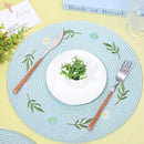 Whaline 4Pcs Round Daisy Placemats Spring Flower Embroidered Place Mats Greenery Floral Dinner Table Mats for Home Holiday Wedding Bridal Baby Shower Birthday Party Decor by CozyNest Decor