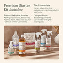 Branch Basics Premium Starter Kit: All Purpose, Glass, and Bathroom Cleaner plus our Foaming Wash, and Laundry Bottle (3 Plastic Spray Bottles + Concentrate) Fragrance-Free by CozyNest Decor