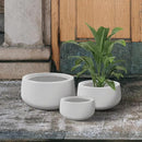 Kante 19.6",15.7",11.8" Dia Round Concrete Planters Set of 3, Outdoor Indoor Garden Plant Pots with Drainage Hole and Rubber Plug, Modern Curvaceous Design, Pure White by GreenHaven Gardens