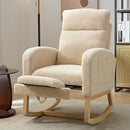 NIOIIKIT Modern Nursery Rocking Chair, Teddy Upholstered Rocking Chair with Footrest, Comfortable Rocker Recliner with Side Pocket, Glider Rocker for Living Room, Bedroom, Nursing Room (Cream) by TinyTreasures Baby Boutique
