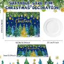 Christmas Pine Trees Placemats Set of 6 Plastic Table Mats Xmas Ball Ornaments Snowflakes Place Mats Holiday Pine Trees Winter Table Decoration for Indoor Outdoor Party Kitchen Dining by CozyNest Decor