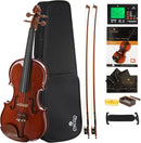 Cecilio 1/4 Size Natural Varnish Violin for Beginners, Hand-Carved Solid Spruce Top, Maple Back & Sides, Full Fiddle Kit with Hard Case, Bows, Rosin, Shoulder Rest, Lesson Book by TinyTreasures Baby Boutique
