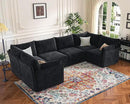 136.4" Oversized Modular Sectional Sofa, U Shaped Convertible Couch with Movable Ottoman, Large 7 Seat Corner Couches for Living Room Deep Seat Black Chenille by CozyNest Decor