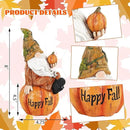 Topadorn Fall Garden Gnome Figurine Sitting on Pumpkin Statue Autumn Harvest Garden Gnomes Statue Figurine for Patio Yard Lawn Porch Decoration, Happy Fall by CozyNest Decor