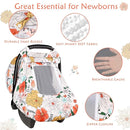 Baby Carseat Cover Girls, Pea Pod Infant Car Seat Covers Canopy for Newborn with 2 Layers Windows of Breathable Mesh/Fabric, Lightweight Polyester/Minky Dot Backing, Snug Fit Most Baby Car Seat by TinyTreasures Baby Boutique
