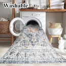 Area Rug 4x6 Washable Vintage Cover Foldable Thin Retro Accent Indoor Distressed Non Slip Carpet Floral Print Mat Bedroom Living Room Bathroom by TinyTreasures Baby Boutique
